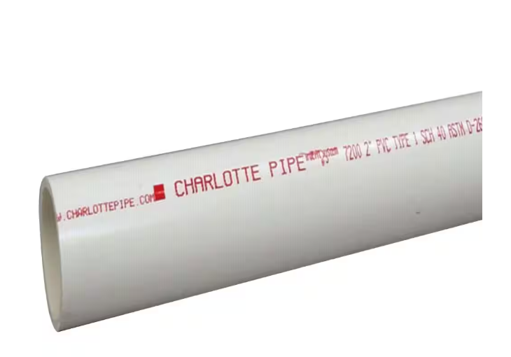 Charlotte Pipe 2 in. x 10 ft. White Schedule 40 PVC Pipe Solid Core