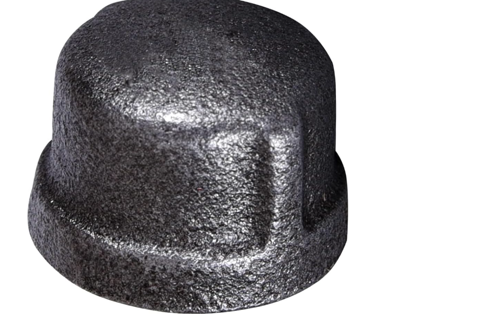 1/2" Black Malleable Iron Pipe Cap for 150 lb Applications with Female Thread