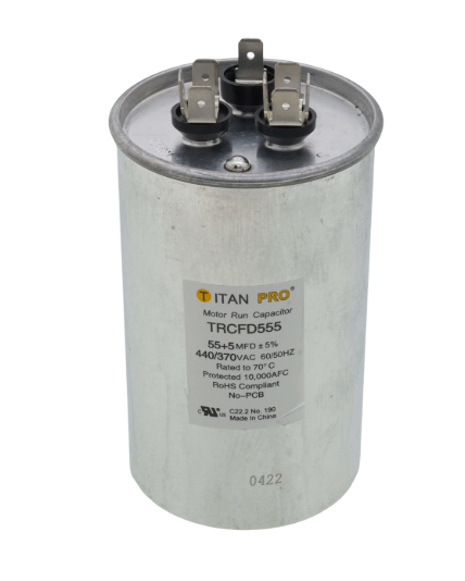 55/5 MFD Round Dual Motor Run Capacitor (440/370V)
