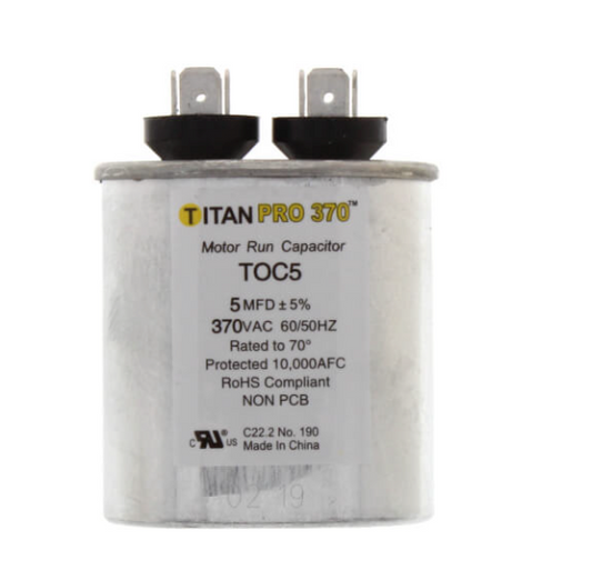 5 MFD Oval Motor Run Capacitor (370V)