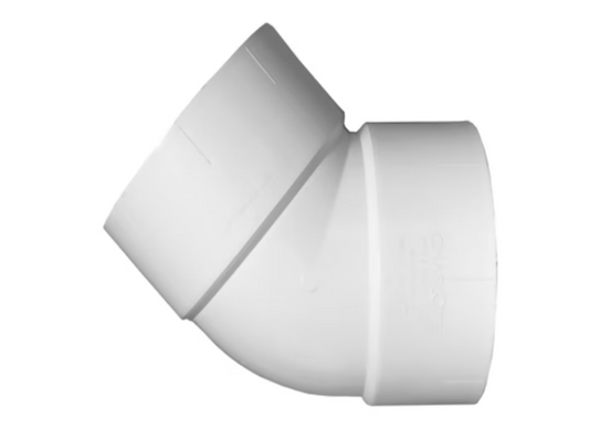 Charlotte Pipe 2-in PVC DWV Hub x Hub 45 Degree Elbow for Sanitary Drain, Waste, and Vent Applications