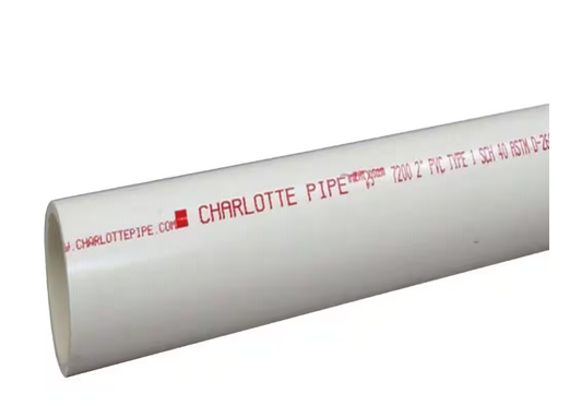Charlotte Pipe 2 in. x 10 ft. White Schedule 40 PVC Pipe Solid Core