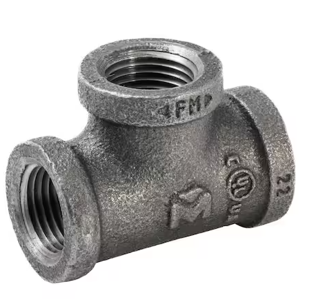 1/2 in. Black Malleable Iron Tee Fitting
