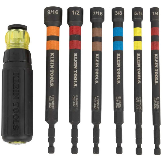 Klein 7 Piece Hollow Magnetic Color-coded Ratcheting Power Nut Drivers